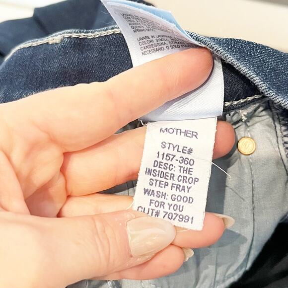 Mother The Insider Crop Step Fray High Rise Jeans Good For You Blue 26 - Picture 8 of 13